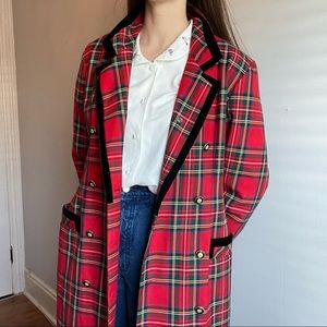 *SOLD* Vintage red plaid long jacket, by Lindor